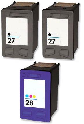 Remanufactured HP 27 Black and HP 28 Colour Ink Cartridges + EXTRA BLACK 